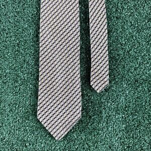 Ermenegildo Zegna Men's Silk Tie Beige Blue Geometric Made in Italy